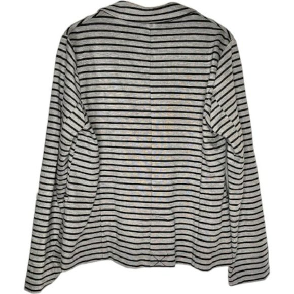 Olivia Moon Striped 1-Button Knit Blazer - Heathered Gray/Black - L - Picture 5 of 10